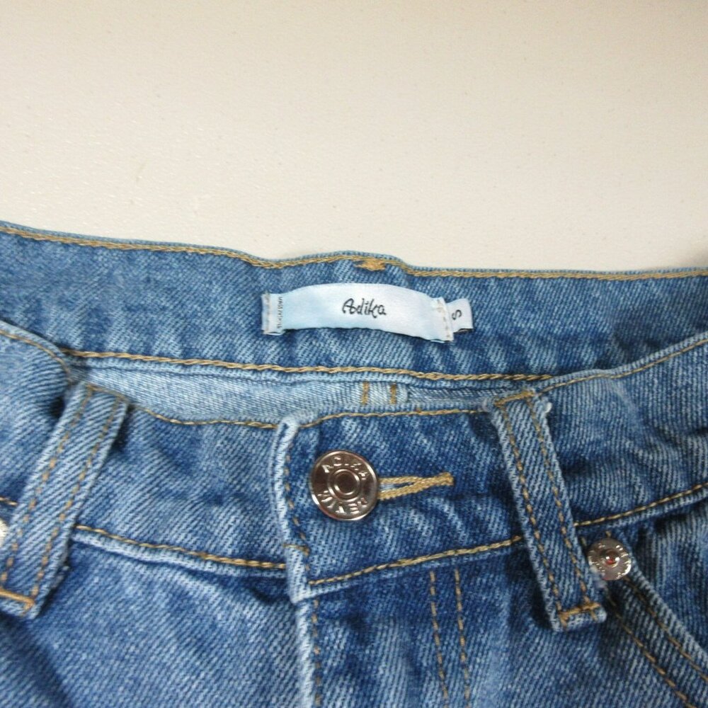 Adika womens medium distressed HEARTS AOP highrise boot jeans Sx30 EUC - Picture 5 of 9